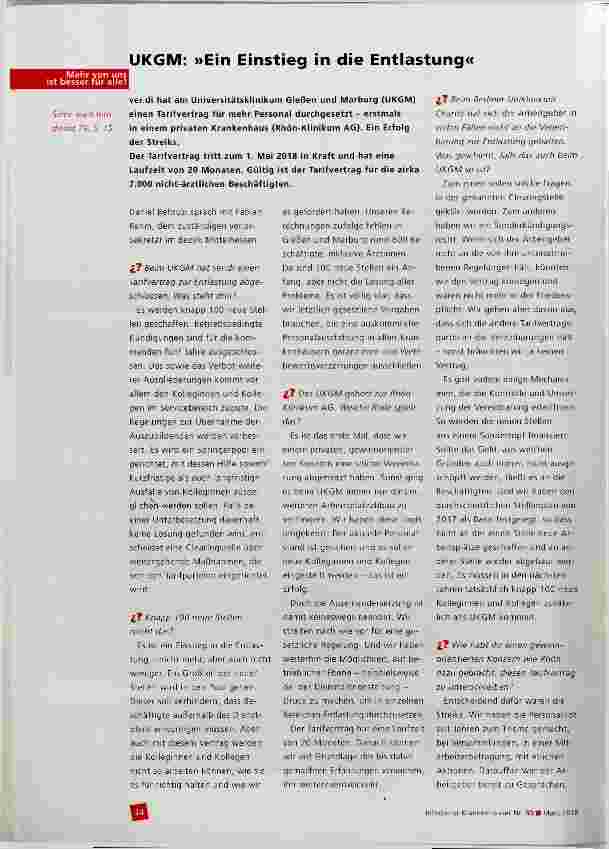 Vorschauseite 1: UKGM: »Ein Einstieg in die Entlastung«
