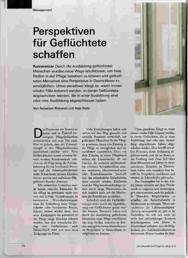 Vorschauseite 1: Perspektiven für Geflüchtete schaffen