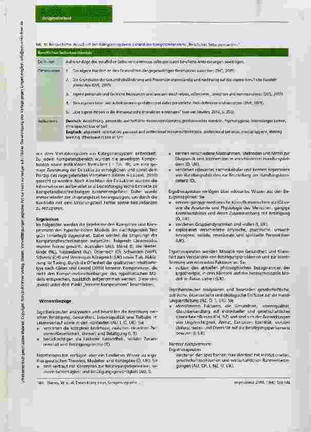 Vorschauseite 5: Entwicklung eines Kompetenzprofils für Absolventen eines grundständigen Bachelorstudiengangs Ergotherapie in Deutschland