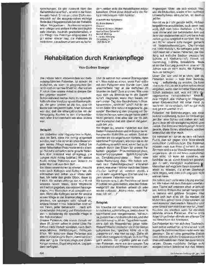 Vorschauseite 1: Rehabilitation durch Krankenpflege