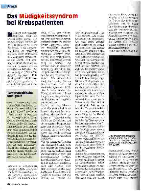 Vorschauseite 1: Das Müdigkeitssyndrom bei Krebspatienten