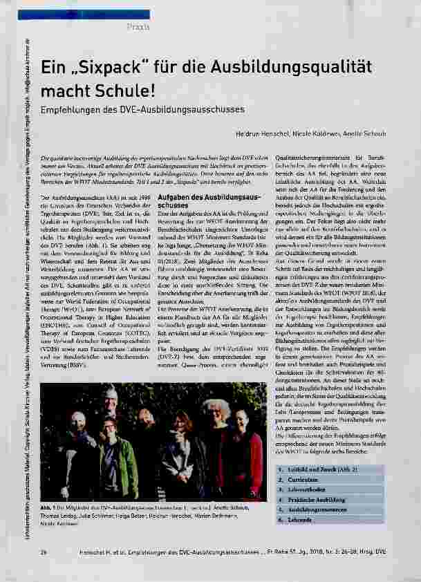 Vorschauseite 1: Ein „Sixpack für die Ausbildungsqualität macht Schule!