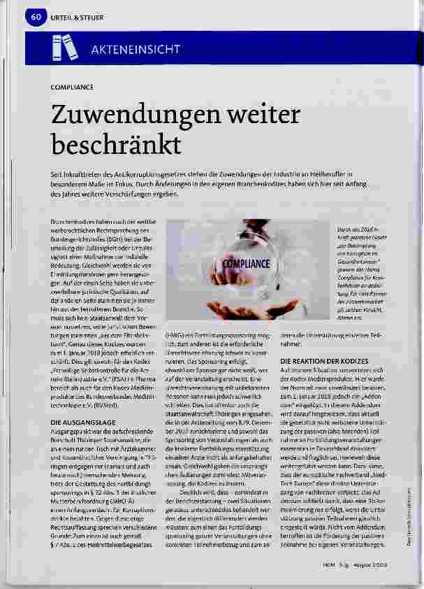 Vorschauseite 1: Zuwendungen weiter beschränkt