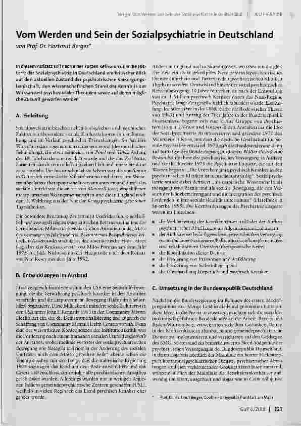 Vorschauseite 1: Vom Werden und Sein der Sozialpsychiatrie in Deutschland