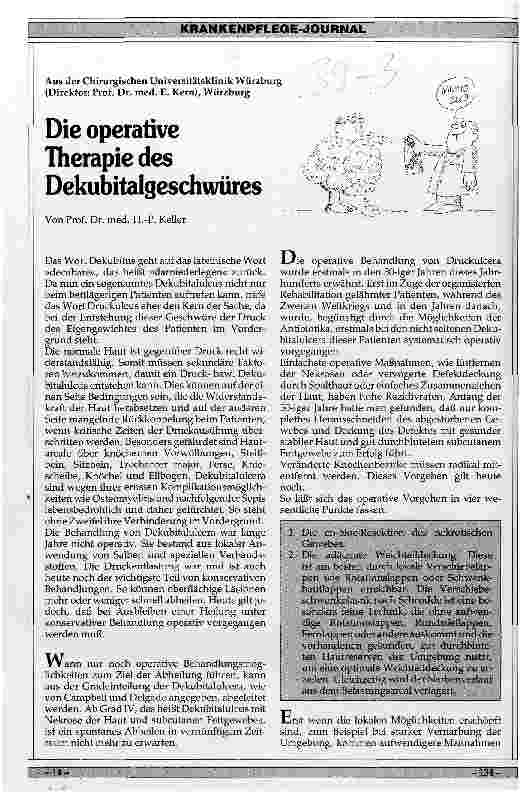 Vorschauseite 1: Die operative Therapie des Dekubitalgeschwüres