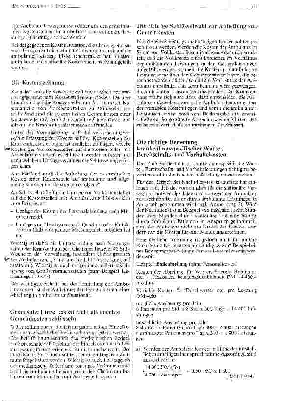 Vorschauseite 2: Offensive statt Defensive - die Kosten der Ambulanzen 1989