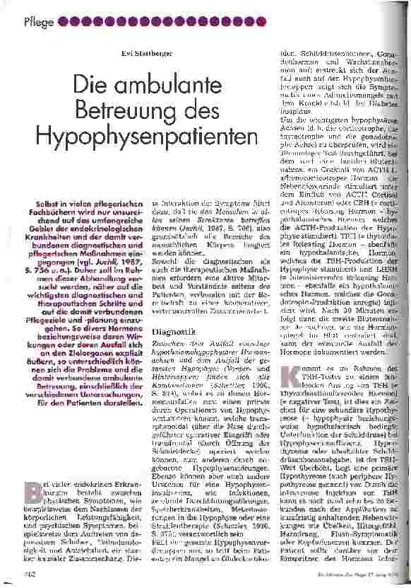 Vorschauseite 1: Die ambulante Betreuung des Hypophysenpatienten