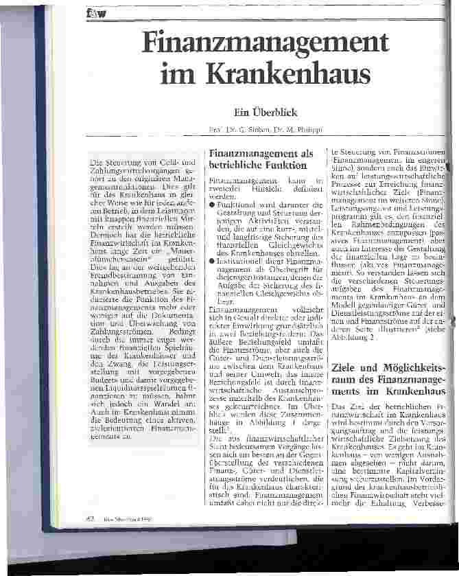 Vorschauseite 1: Finanzmanagement im Krankenhaus Ein Überblick