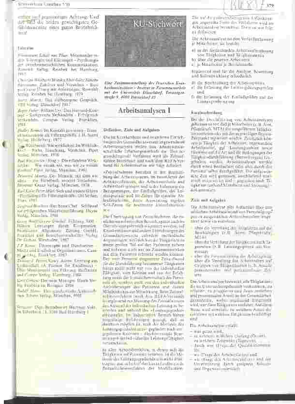 Vorschauseite 1: Arbeitsanalysen I