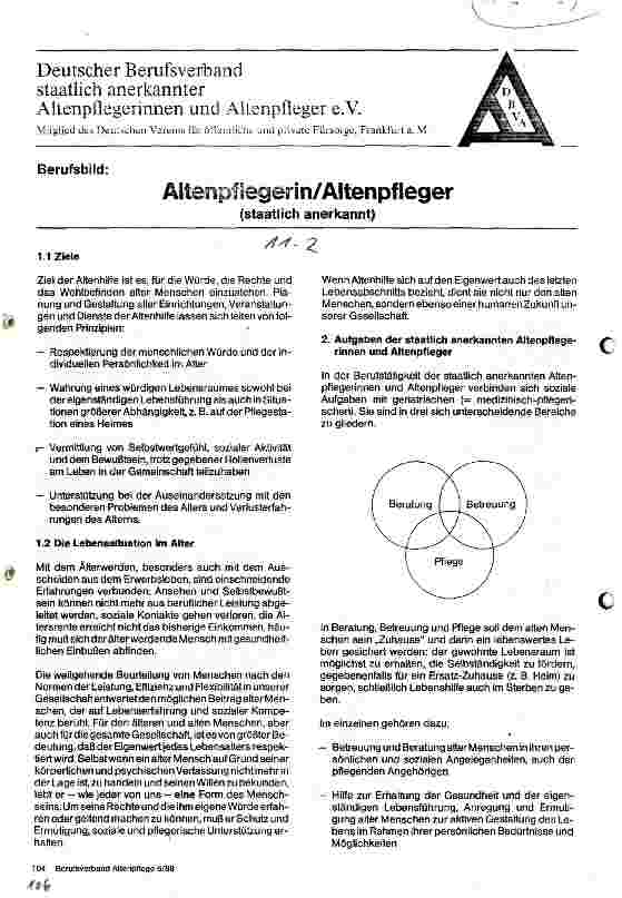 Vorschauseite 1: Berufsbild: Altenpflegerin/Altenpfleger (staatlich anerkannt)