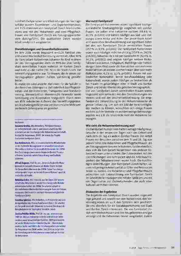Vorschauseite 2: Familystart Zürich: Nutzerinnen sind zufrieden und schätzen die Entlastung