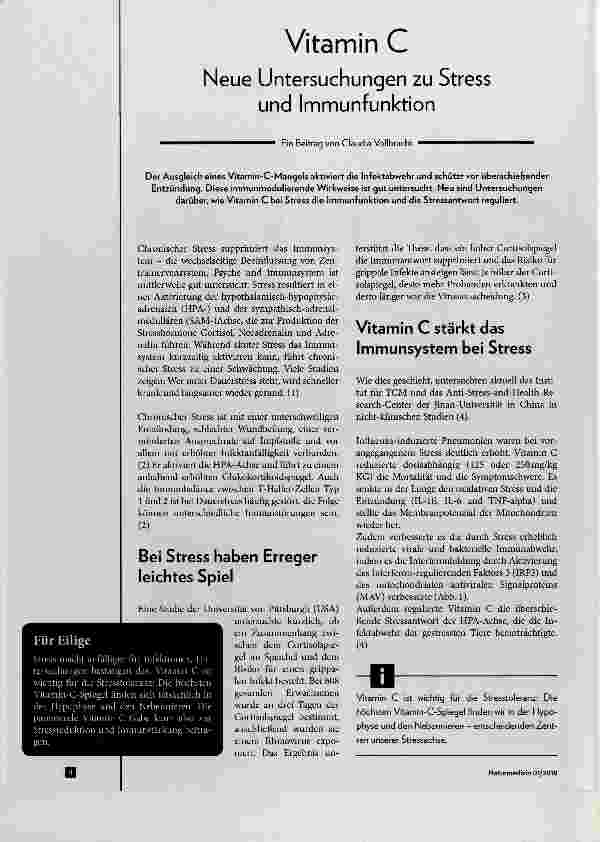 Vorschauseite 1: Vitamin C Neue Untersuchungen zu Stress und Immunfunktion