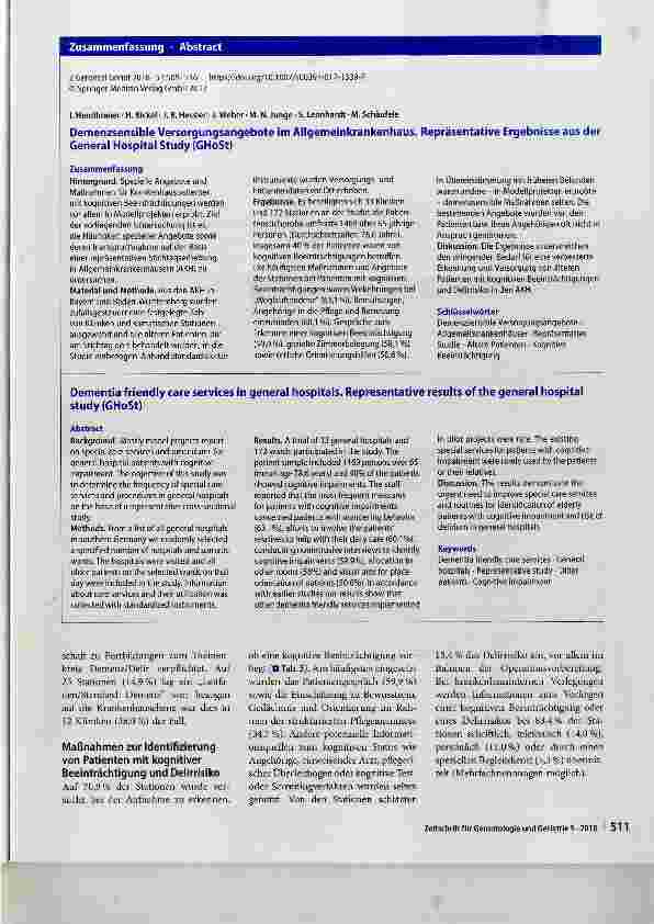Vorschauseite 3: Demenzsensible Versorgungsangebote im Allgemeinkrankenhaus