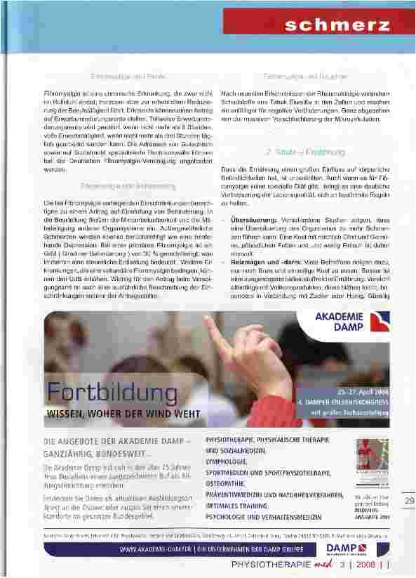 Vorschauseite 5: Fibromyalgieschmerz die rätselhafte KrankheitTeil II - Die Säulen der Therapie