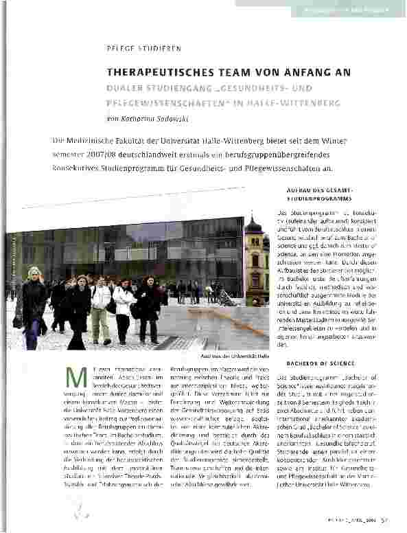 Vorschauseite 1: THERAPEUTISCHES TEAM VON ANFANG AN