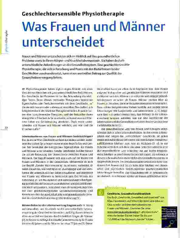 Vorschauseite 1: Geschlechtersensible Physiotherapie Was Frauen und Männer unterscheidet