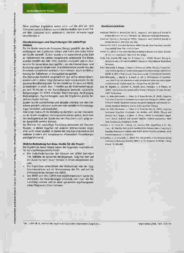 Vorschauseite 2: Einfluss der kognitiv-funktionellen Intervention (Cog-Fun) auf die Exekutivfunktionen und Partizipation von Kindern mit einer Aufmerksamkeitsdefizit-Hyperaktivitätsstörung