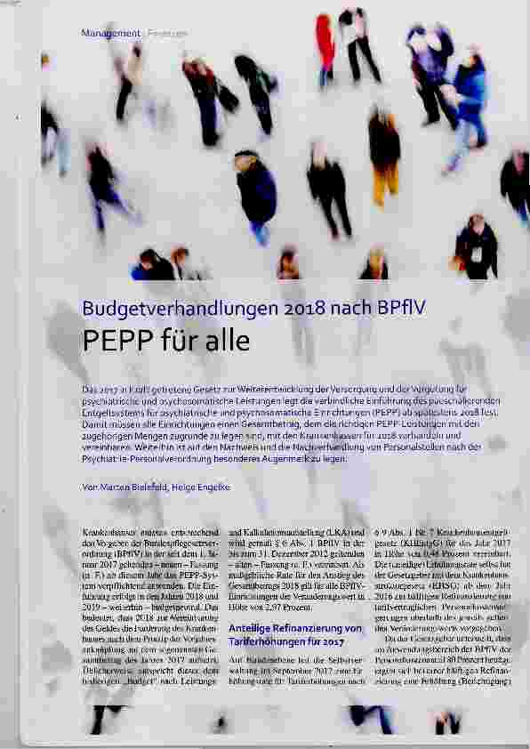 Vorschauseite 1: Budgetverhandlungen 2018 nach BPflV PEPP für alle