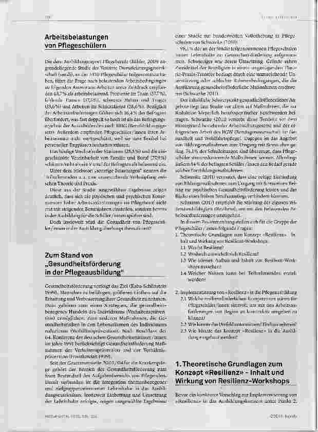 Vorschauseite 2: „Resilienz in der Pflege“ - von Anfang an!