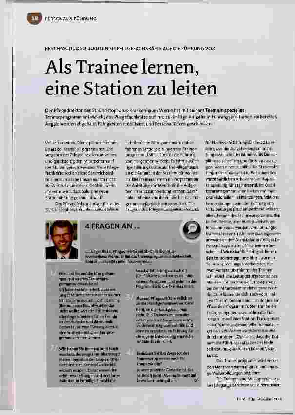 Vorschauseite 1: Als Trainee lernen, eine Station zu leiten
