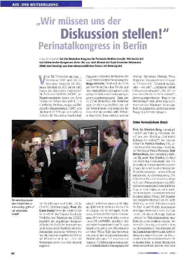 Vorschauseite 1: Wir müssen uns der Diskussion stellen!Perinatalkongress in Berlin