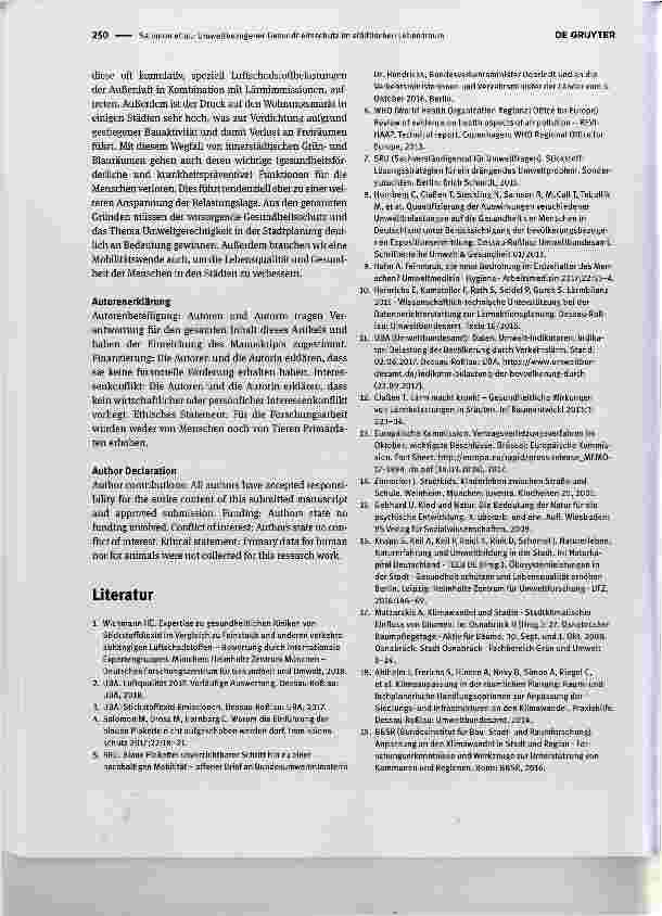 Vorschauseite 4: Umweltbezogener Gesundheitsschutz im städtischen Lebensraum Environmental public health in urban areas