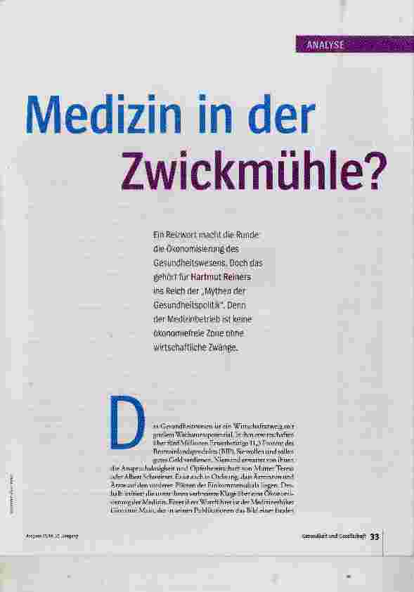 Vorschauseite 2: Medizin in der Zwickmühle?