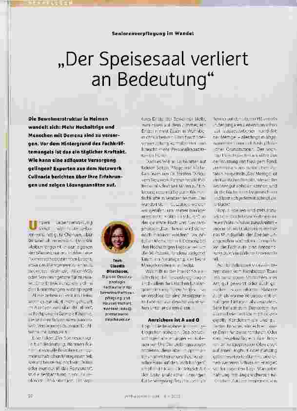 Vorschauseite 1: Der Speisesaal verliert an Bedeutung