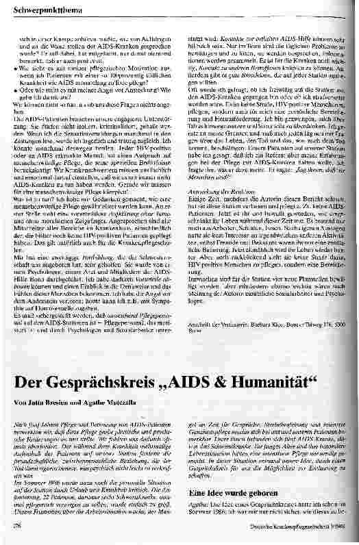Vorschauseite 1: Der Gesprächskreis AIDS & Humanität