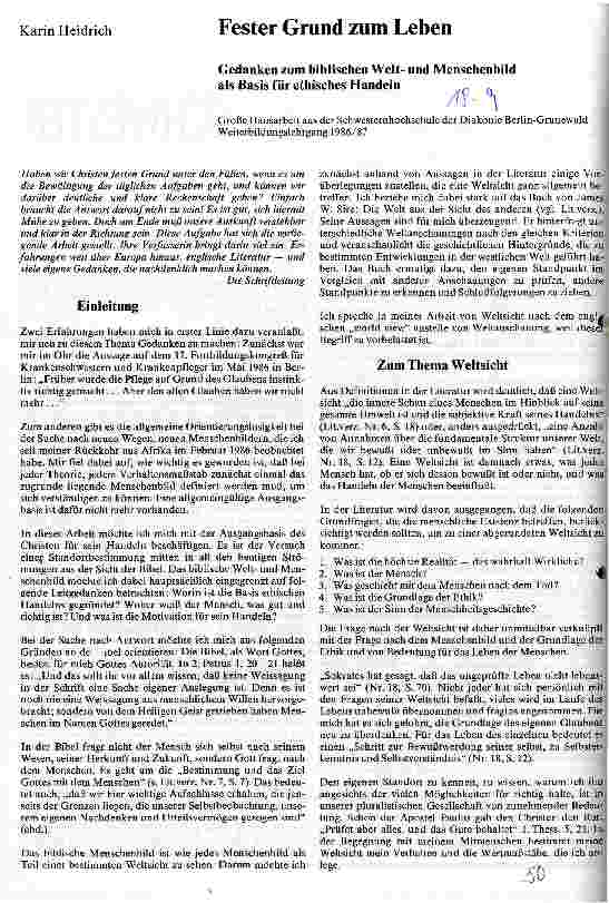 Vorschauseite 1: Fester Grund zum Leben Gedanken zum biblischen Weltund Menschenbild