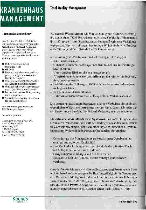 Vorschauseite 4: Wie widersteht man Widerständen gegen TQM?