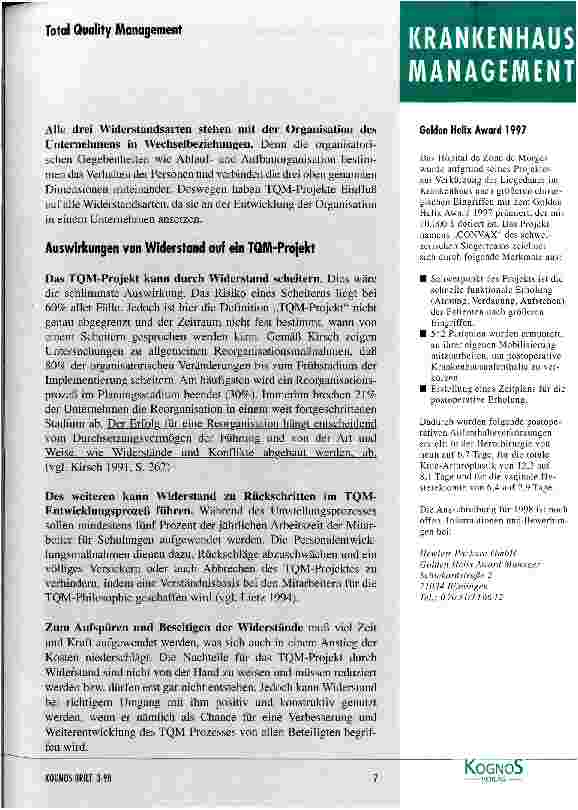 Vorschauseite 5: Wie widersteht man Widerständen gegen TQM?