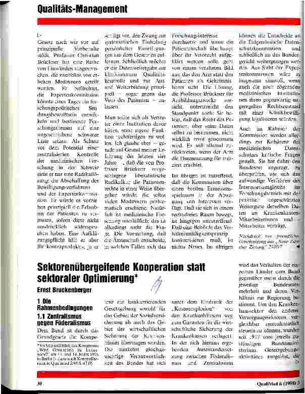 Vorschauseite 1: Sektorenübergreifende Kooperation statt sektoraler Optimierung