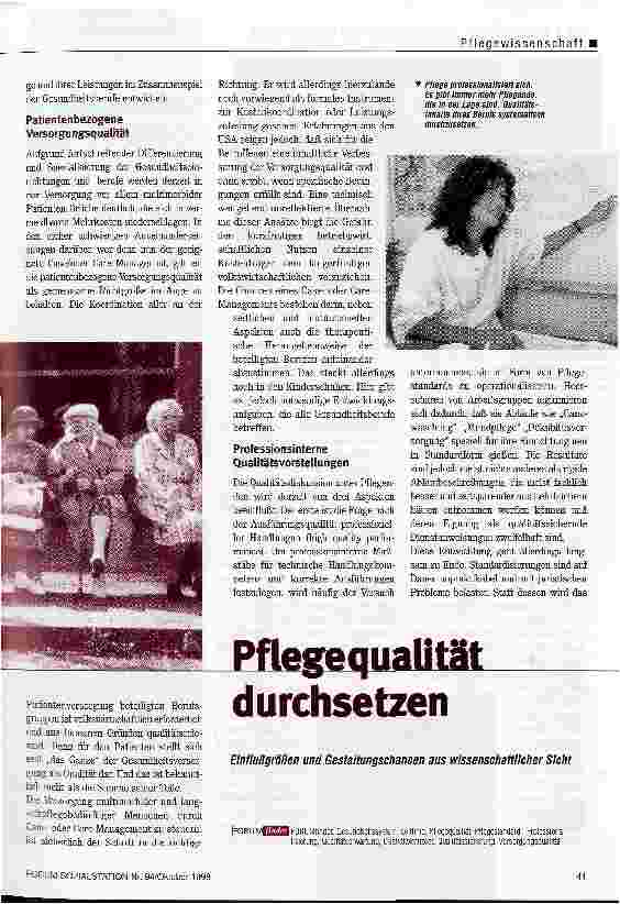 Vorschauseite 2: Pflegequalität durchsetzen Einflußgrößen und Gestaltungschancen aus wissenschaftlicher Sicht