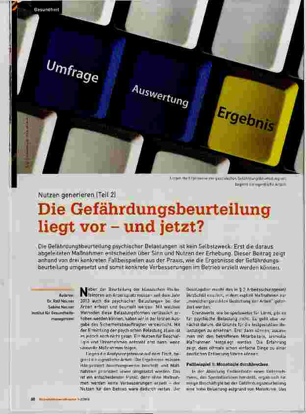 Vorschauseite 1: Nutzen generieren (Teil 2) Die Gefährdungsbeurteilung liegt vor und jetzt?
