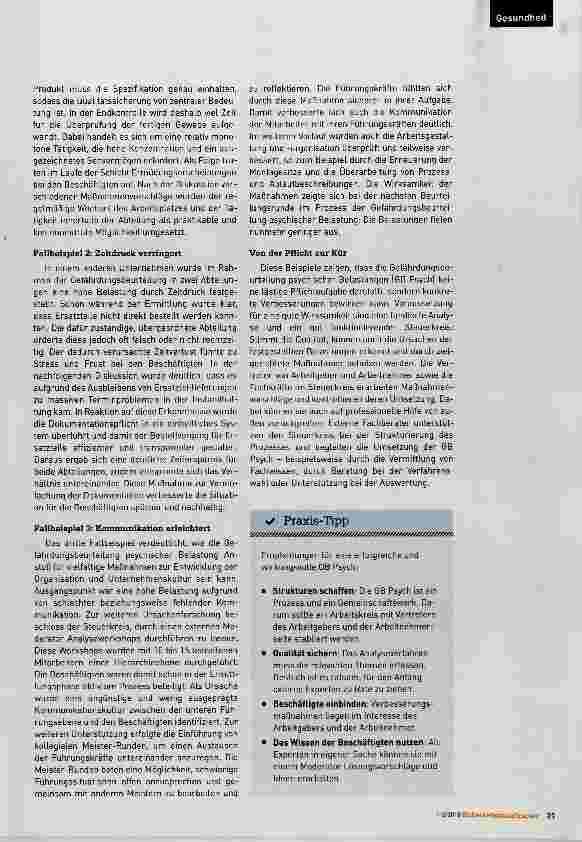 Vorschauseite 2: Nutzen generieren (Teil 2) Die Gefährdungsbeurteilung liegt vor und jetzt?