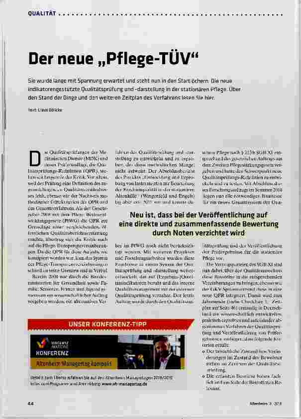Vorschauseite 1: Der neue „Pflege-TÜV“