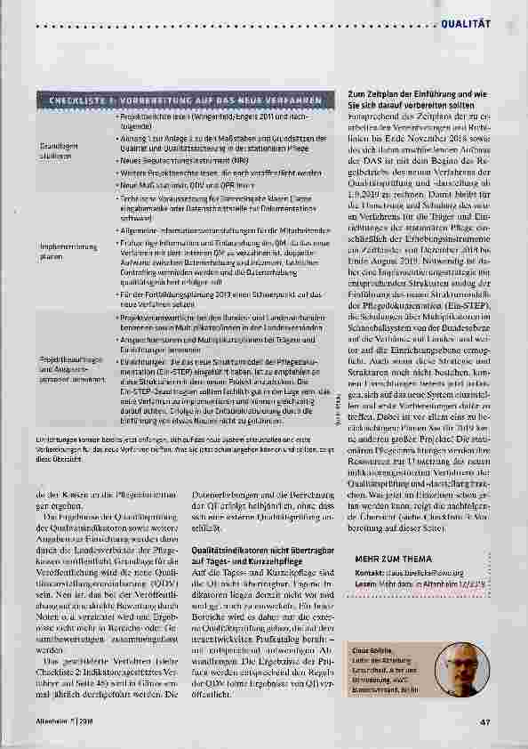 Vorschauseite 4: Der neue „Pflege-TÜV“