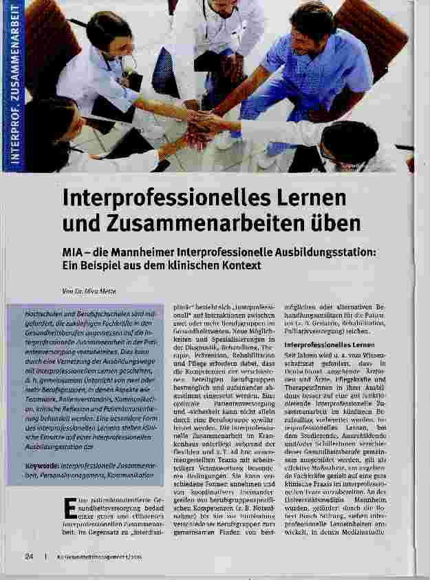 Vorschauseite 1: Interprofessionelles Lernen und Zusammenarbeiten üben