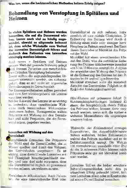 Vorschauseite 1: Behandlungen von Verstopfungen in Spitälern und Heimen