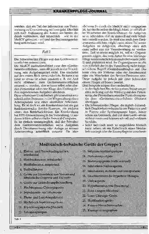 Vorschauseite 2: Was muß die Krankenschwester/der Krankenpfleger von der MedGV wissen?