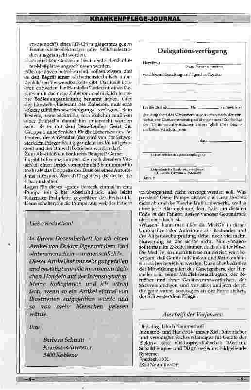 Vorschauseite 4: Was muß die Krankenschwester/der Krankenpfleger von der MedGV wissen?