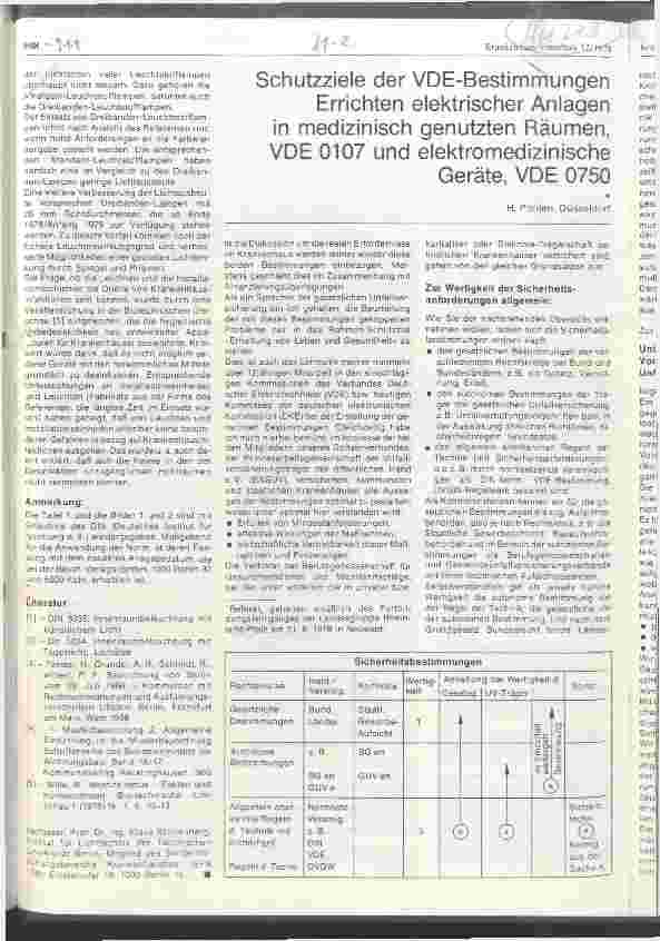Vorschauseite 1: Schutzziele der VDE-Bestimmungen Errichten elektrischer Anlagen in medizinisch genutzten Räumen, VDE 0107 u. elektromed. Geräte,VDE 0750