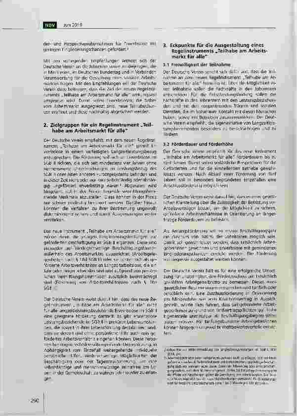 Vorschauseite 2: Teilhabe am Arbeitsmarkt für alle! Empfehlungen des Deutschen Vereins für ein neues Regelinstrument im SGB