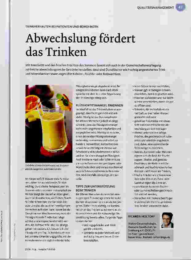 Vorschauseite 1: Abwechslung fördert das Trinken