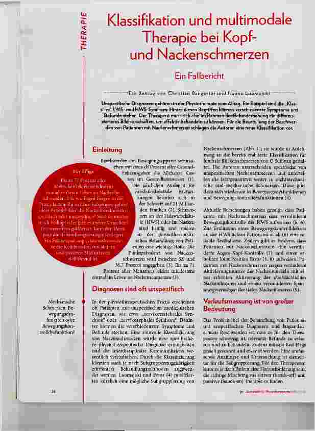 Vorschauseite 1: Klassifikation und multimodale Therapie bei Kopfund Nackenschmerzen
