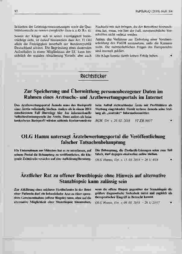 Vorschauseite 4: Kein Anspruch auf Sachleistungen hei Pflegebedürftigkeit im Ausland