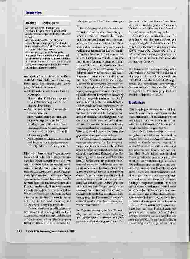 Vorschauseite 2: Erwartungen und Einstellungen zum geriatrischen Konsil