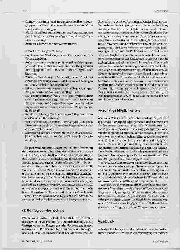 Vorschauseite 4: Wie kann das Image des Pflegeberufs aufgewertet werden? Mit Ergebnissen aus Workshops Weiterarbeiten und Wissen zirkulieren lassen