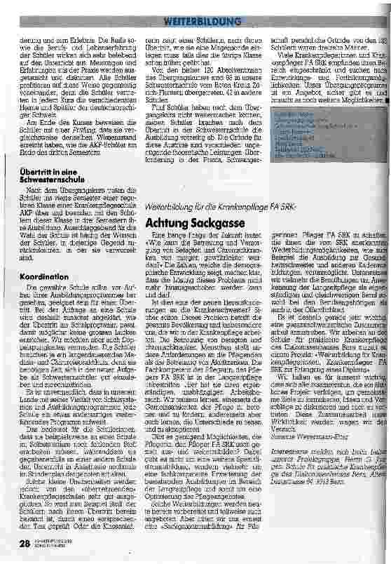 Vorschauseite 2: Von der Pflegerin zur Schwester Übergangsprogramm für Krankenpflegerinnen FA SRK